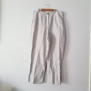 Boden Women's Eldon Linen Wide Leg Trousers  in Gray Minimalist  Look size 14